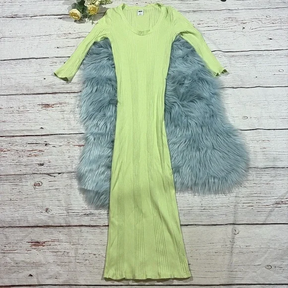 NSF Meadow Rib Dress Midi Dress in Limon - Picture 2 of 9